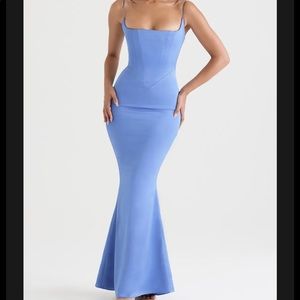 HOUSE OF CB 'Olivette' Periwinkle Satin Corset Maxi Dress